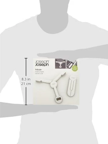 ترازو آشپزخانه دیجیتال جوزف جوزف مدل Tri Scale، تاشو جمع و جور، صرفه جویی در فضا، به همراه باتری، سفید 16 40071