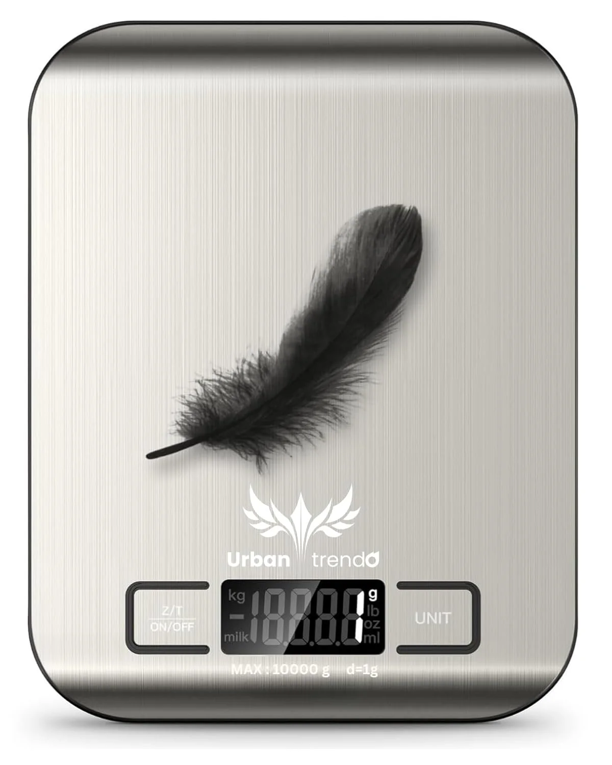 ترازوی دیجیتال آشپزخانه UT Precision | ميزان اكل با ظرفیت 10 کیلوگرم/22 پوند - ترازوی استیل ضد زنگ با عملکرد تارا، 6 واحد (کیلوگرم/گرم/پوند/اونس/میلی لیتر/میلی لیتر شیر) برای پخت و پز و شیرینی پزی (نقره ای)