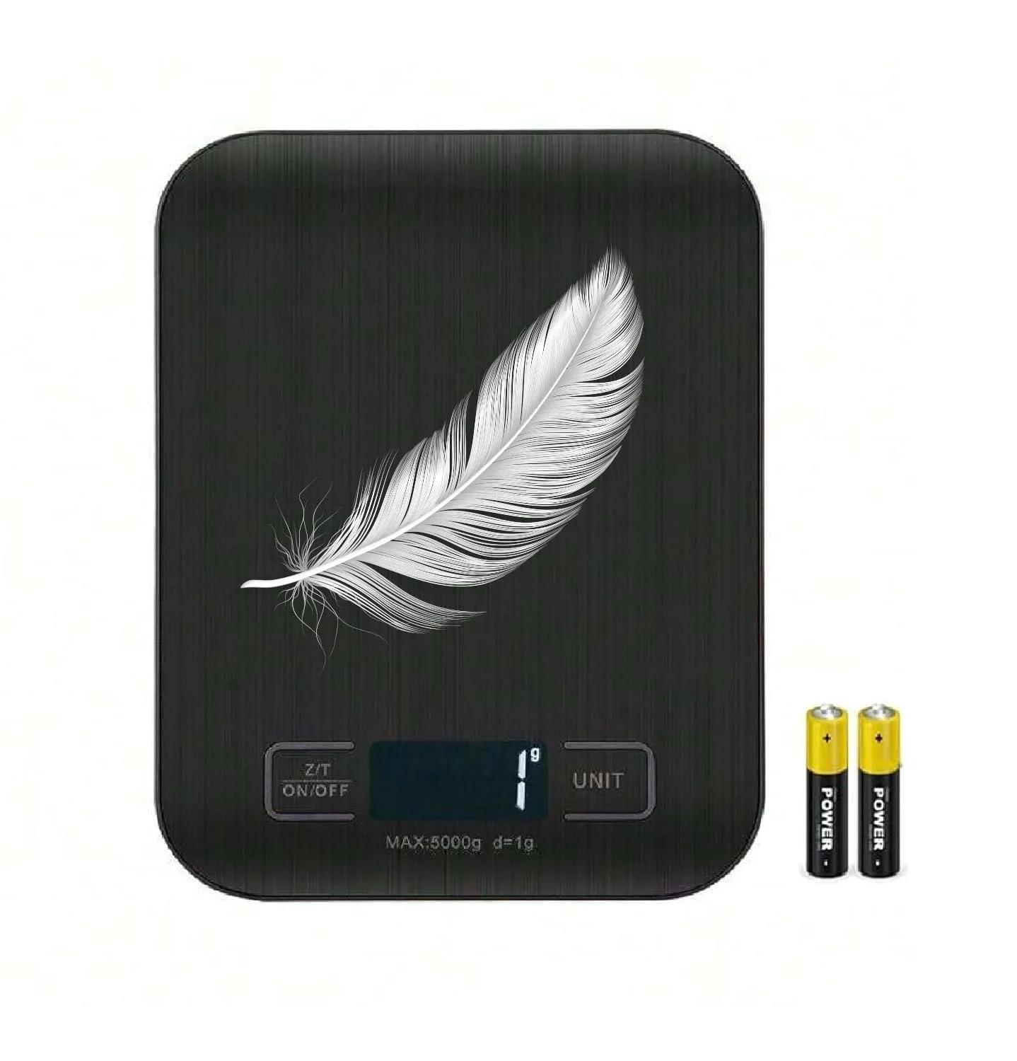 ترازوی دیجیتال آشپزخانه، استیل ضد زنگ 304، دکمه لمسی، فوق العاده باریک با صفحه نمایش بزرگ LCD، برای پخت و پز، و آماده سازی غذا، خاموش شدن خودکار و عملکرد کالیبره خودکار، 5 کیلوگرم، باتری شامل می شود