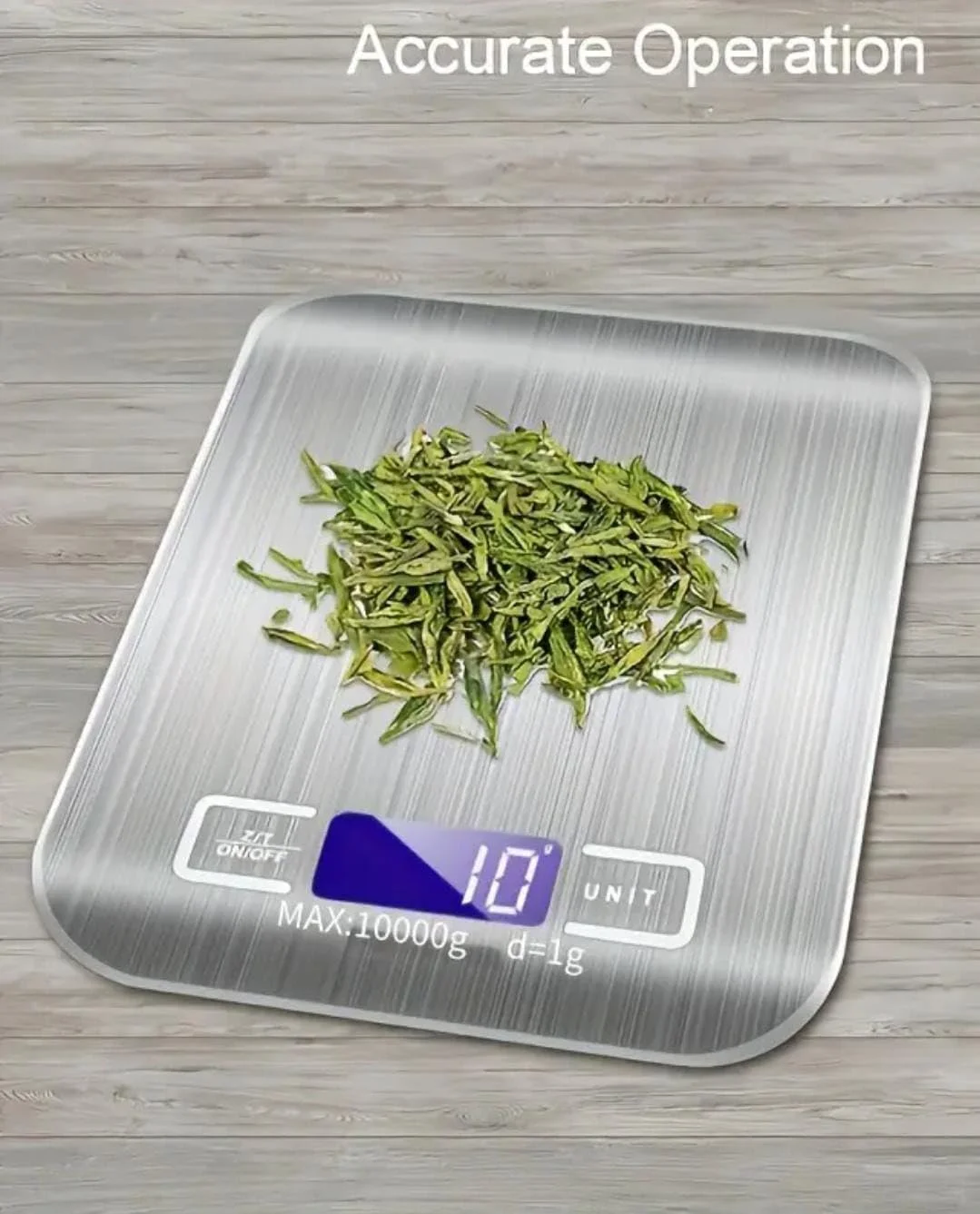 ترازوی دیجیتال آشپزخانه برای غذا و قهوه. دقت بالا، فوق العاده باریک، صفحه نمایش ال سی دی با نور پس زمینه، ظرفیت 10 کیلوگرم، تمیز کردن آسان. سطح استیل ضد زنگ ممتاز. اندازه گیری در 6 واحد (گرم و اونس). برای پخت و رژیم غذایی