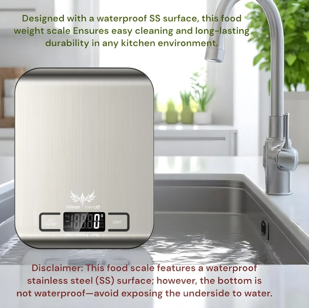 ترازوی دیجیتال آشپزخانه UT Precision | ميزان اكل با ظرفیت 10 کیلوگرم/22 پوند - ترازوی استیل ضد زنگ با عملکرد تارا، 6 واحد (کیلوگرم/گرم/پوند/اونس/میلی لیتر/میلی لیتر شیر) برای پخت و پز و شیرینی پزی (نقره ای) ترازوی دیجیتال آشپزخانه UT Precision | ميزان اكل با ظرفیت 10 کیلوگرم/22 پوند - ترازوی استیل ضد زنگ با عملکرد تارا، 6 واحد (کیلوگرم/گرم/پوند/اونس/میلی لیتر/میلی لیتر شیر) برای پخت و پز و شیرینی پزی (نقره ای)