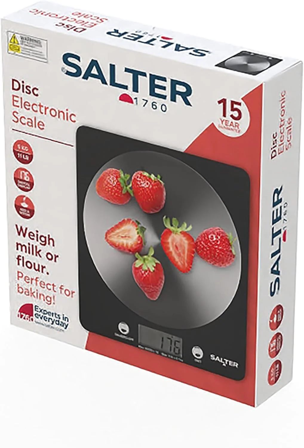 ترازوی آشپزخانه الکترونیکی سالتر مدل 1036 BKSSDR - ترازوی دیجیتال پخت و پز با ظرفیت 5 کیلوگرم، ترازوی توزین مواد غذایی با صفحه دیسکی استیل ضد زنگ، نمایشگر LCD، عملکرد افزودن و وزن کردن/صفر کردن، اندازه گیری مایعات ترازوی آشپزخانه الکترونیکی سالتر مدل 1036 BKSSDR - ترازوی دیجیتال پخت و پز با ظرفیت 5 کیلوگرم، ترازوی توزین مواد غذایی با صفحه دیسکی استیل ضد زنگ، نمایشگر LCD، عملکرد افزودن و وزن کردن/صفر کردن، اندازه گیری مایعات