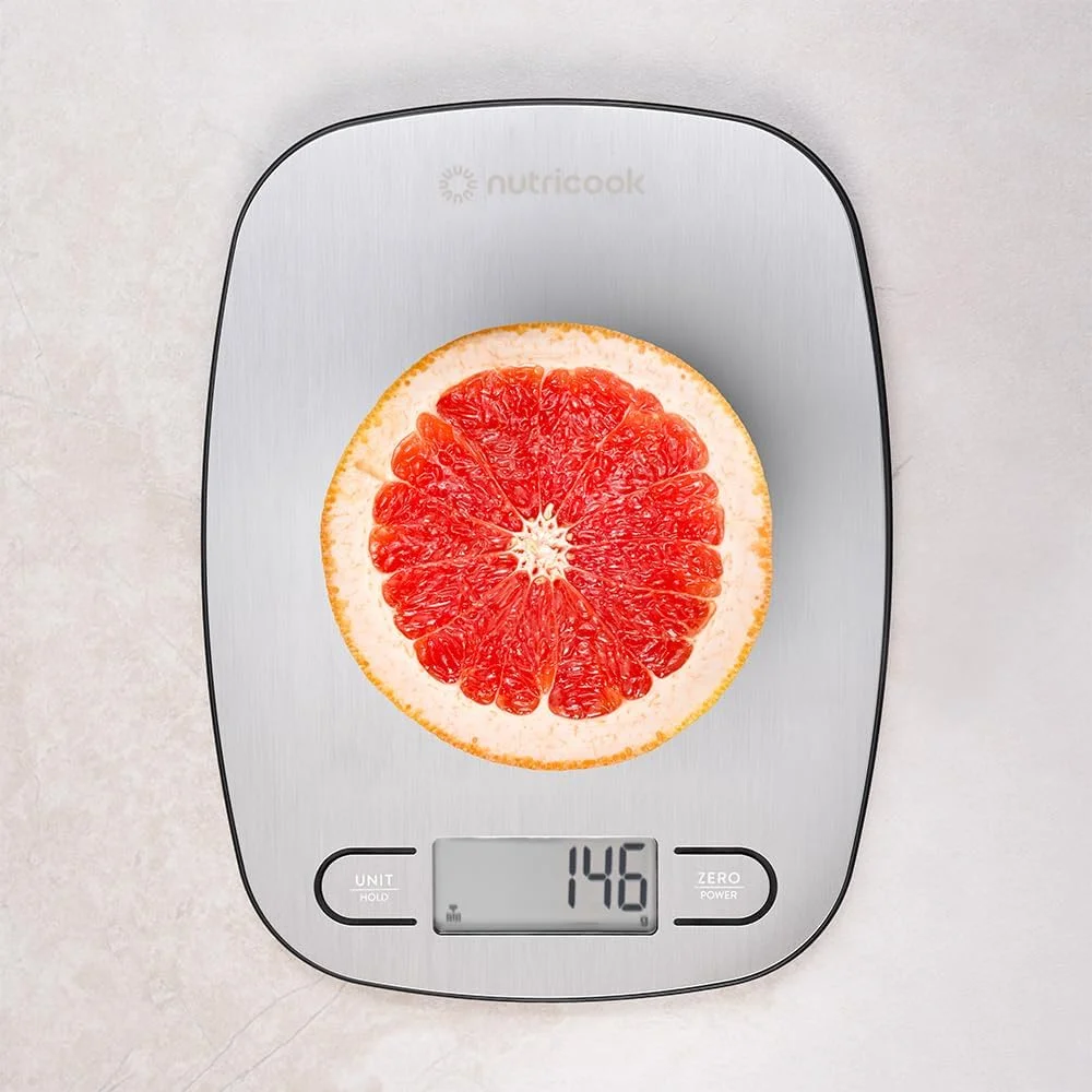 Nutricook Digital Kitchen Scale Eko, 5Kg Capacity, Stainless Steel Food Scale For Baking And Cooking - 4 Weighing Sensors, Tare/Zero, Auto-Off & Auto Calibrate Function,2 Years Warranty
