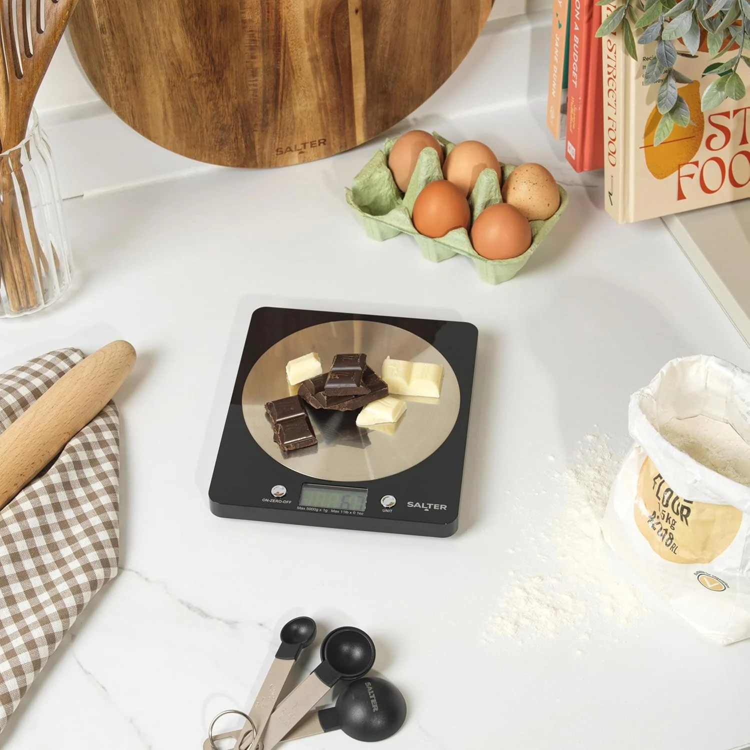 ترازوی آشپزخانه الکترونیکی سالتر مدل 1036 BKSSDR - ترازوی دیجیتال پخت و پز با ظرفیت 5 کیلوگرم، ترازوی توزین مواد غذایی با صفحه دیسکی استیل ضد زنگ، نمایشگر LCD، عملکرد افزودن و وزن کردن/صفر کردن، اندازه گیری مایعات ترازوی آشپزخانه الکترونیکی سالتر مدل 1036 BKSSDR - ترازوی دیجیتال پخت و پز با ظرفیت 5 کیلوگرم، ترازوی توزین مواد غذایی با صفحه دیسکی استیل ضد زنگ، نمایشگر LCD، عملکرد افزودن و وزن کردن/صفر کردن، اندازه گیری مایعات