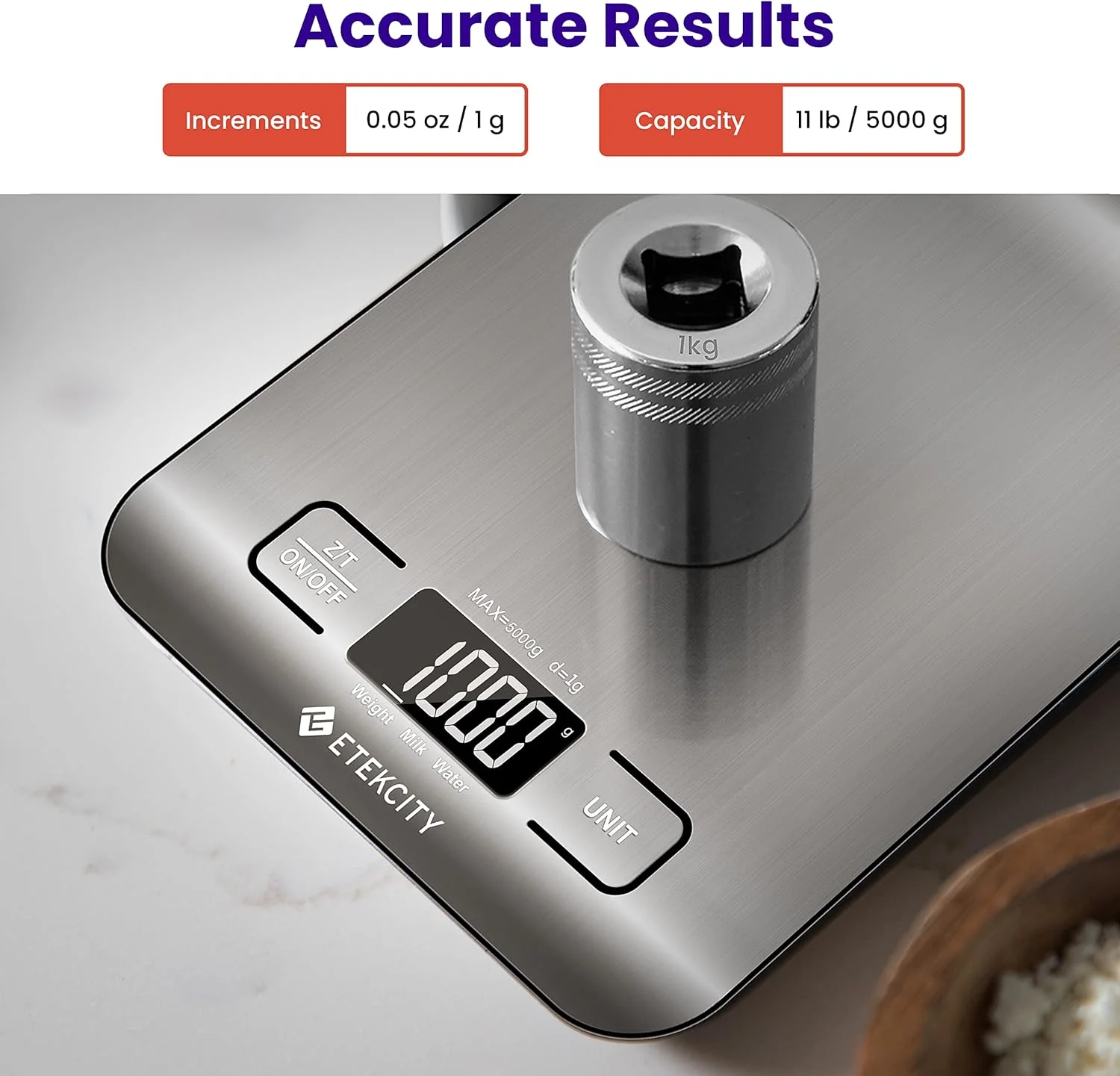 ترازوی دیجیتال آشپزخانه Etekcity، ترازوی چند منظوره مواد غذایی، 5 کیلوگرم/11 پوند، نقره ای، استیل ضد زنگ (شامل باتری) ترازوی دیجیتال آشپزخانه Etekcity، ترازوی چند منظوره مواد غذایی، 5 کیلوگرم/11 پوند، نقره ای، استیل ضد زنگ (شامل باتری)