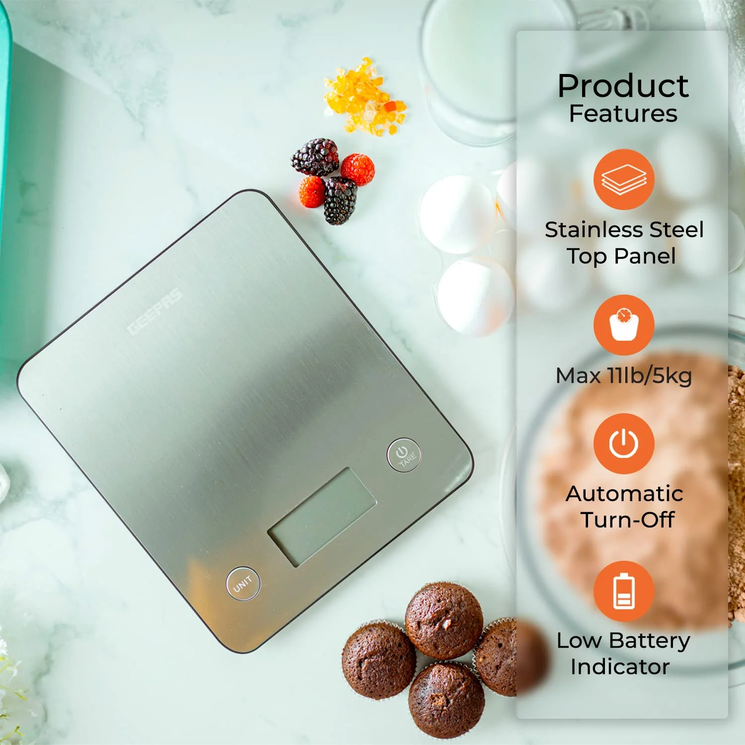 ترازوی دیجیتال آشپزخانه جیپاس، سفید، GKS46507UK