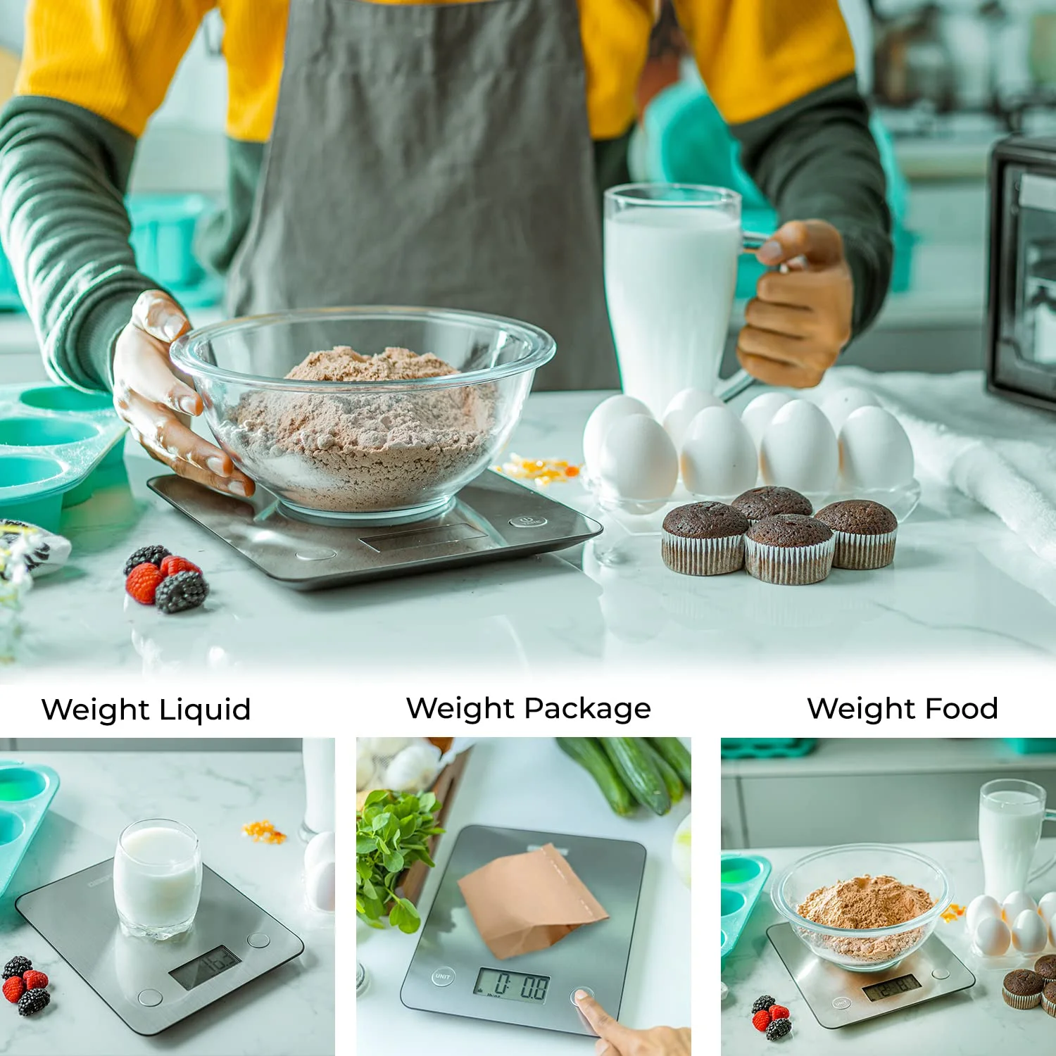 ترازوی دیجیتال آشپزخانه جیپاس، سفید، GKS46507UK