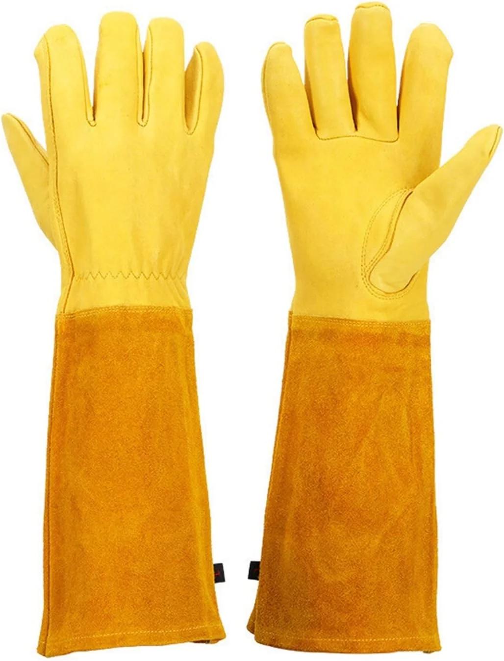 دستکش جوشکاری Shandongmt یک جفت سایز S/M/L/XL، دستکش باغبانی سنگین، هرس گل رز، دستکش ساق بلند ضد خار، دستکش کار جوشکاری، ابزار دستی باغبانی