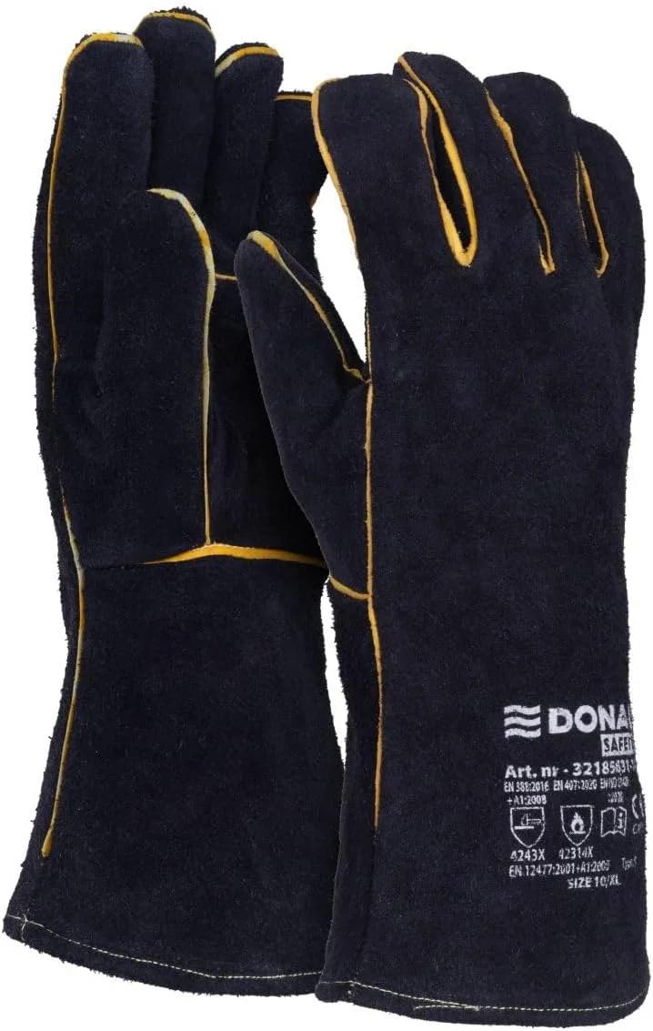 دستکش های جوشکاری چرمی DONAU SAFETY، چرم گاوی، مناسب جوشکاری MIG، سایز 10 XL، 1 جفت / محصولات / دستکش کار چرمی / دستکش چرمی محافظ / رنگ: مشکی