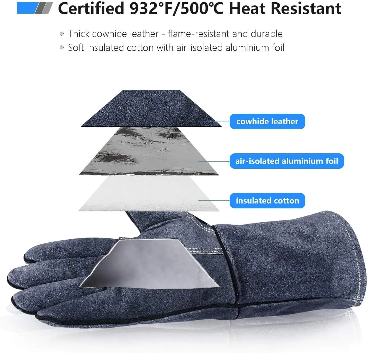 دستکش های جوشکاری و آهنگری مقاوم در برابر حرارت 932 درجه فارنهایت OZERO، چرم گاوی 14 اینچی - دستکش گریل آستین بلند و عایق دار برای جوشکار تیگ/میگ/باربیکیو/اجاق گاز خاکستری دستکش های جوشکاری و آهنگری مقاوم در برابر حرارت 932 درجه فارنهایت OZERO، چرم گاوی 14 اینچی - دستکش گریل آستین بلند و عایق دار برای جوشکار تیگ/میگ/باربیکیو/اجاق گاز خاکستری