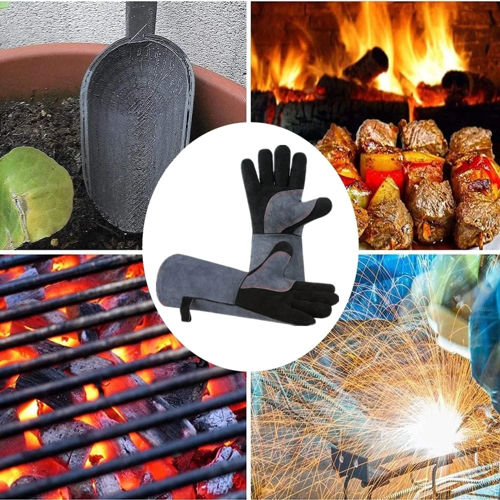 دستکش عایق Beauenty، 16 اینچ، چرم آهنگری جوشکاری BBQ تا 500 درجه سانتیگراد، مقاوم در برابر حرارت و آتش، برای کار در دمای بالا/جوشکاری/باغبانی/فر/گریل/شومینه/پخت دستکش عایق Beauenty، 16 اینچ، چرم آهنگری جوشکاری BBQ تا 500 درجه سانتیگراد، مقاوم در برابر حرارت و آتش، برای کار در دمای بالا/جوشکاری/باغبانی/فر/گریل/شومینه/پخت