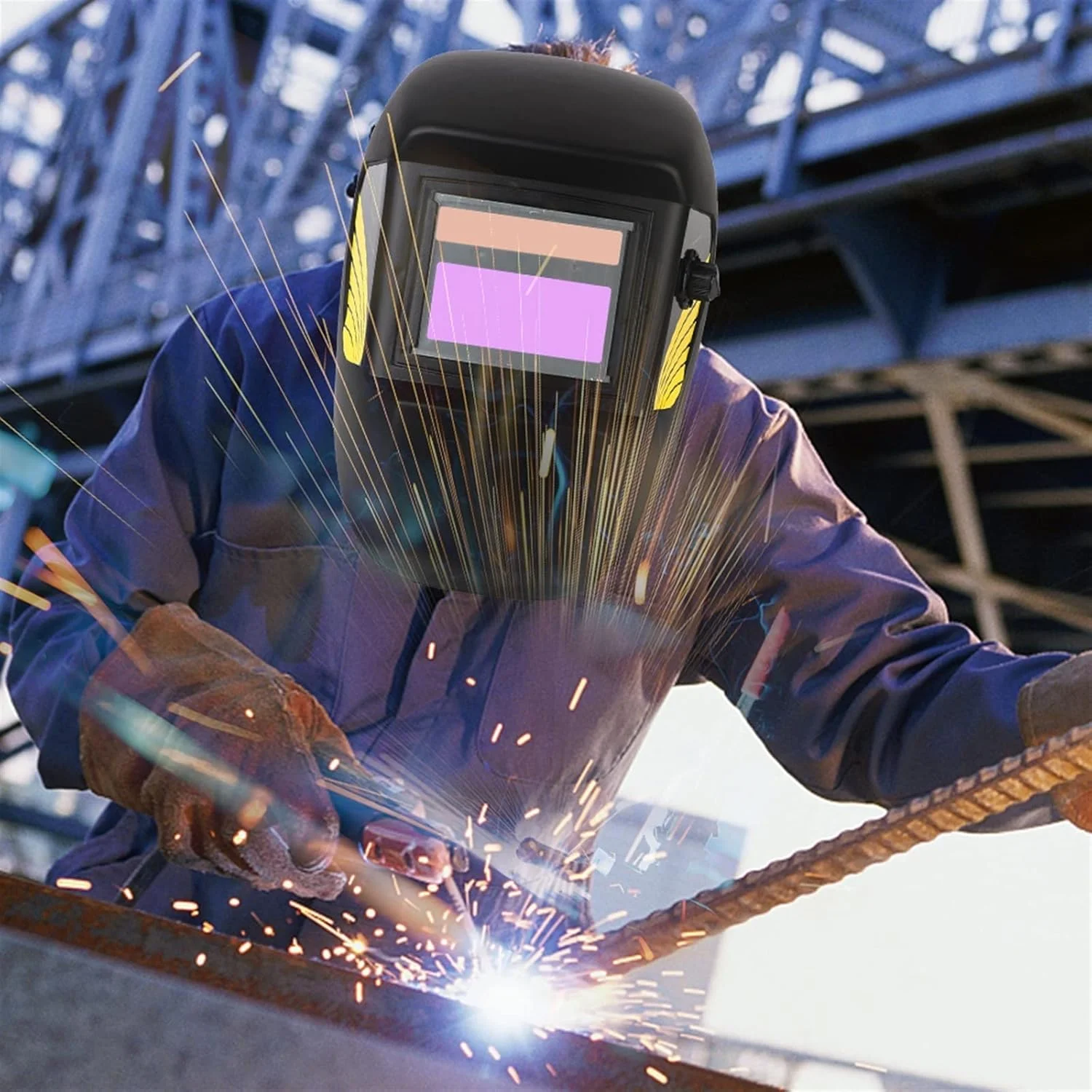 ماسک جوشکاری ARGUESB با لنز دید بزرگ رنگ واقعی برای جوشکاری قوس الکتریکی، سنگ زنی، برش، ماسک جوشکاری با انرژی خورشیدی، ماسک جوشکار با قابلیت تیره شدن خودکار