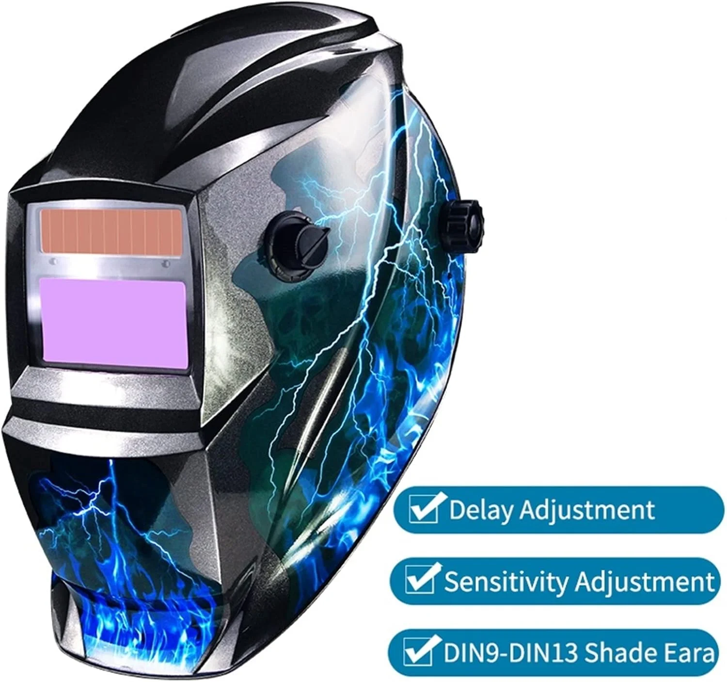 ماسک جوشکاری SIMBAE با باتری لیتیومی/نور خورشیدی، ماسک/کلاه ایمنی جوشکاری اتوماتیک تیره شونده برای دستگاه جوشکاری