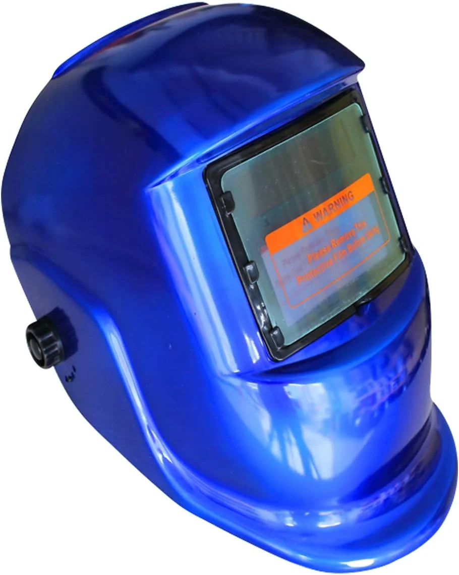 ماسک جوشکاری اتوماتیک با قابلیت تیره شوندگی خودکار و انرژی خورشیدی به همراه 5 لنز اضافی + اندازه پنجره دید: 42 × 92 میلی متر + هدبند قابل شستشو و تنظیم + منبع تغذیه سلول خورشیدی - آبی