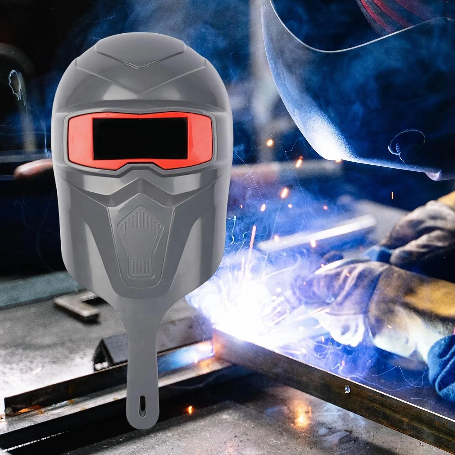 سپر جوشکاری دستی پلی کربنات، محافظ چشم ایمنی، ماسک سنگ زنی مقاوم در برابر حرارت، ماسک جوشکاری، کلاه جوشکاری، خاکستری