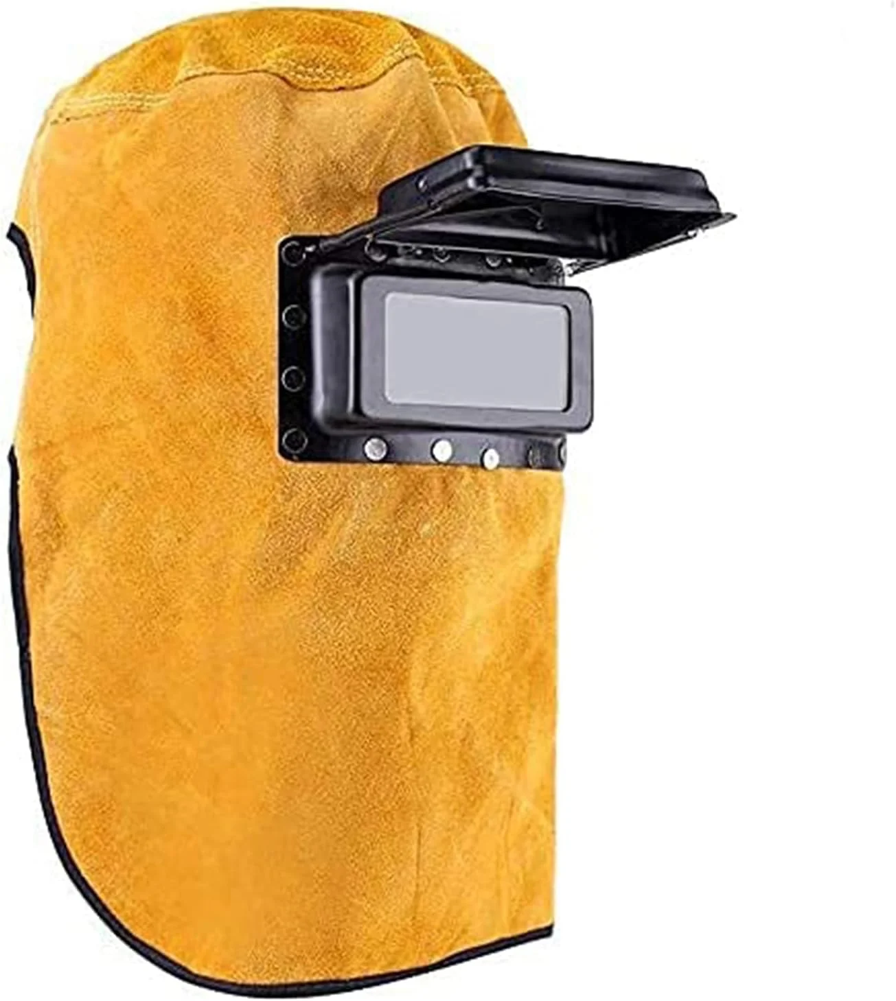 ماسک جوشکاری چرمی - ماسک محافظ جوشکاری چرمی، کلاه جوشکاری تاشو، کلاه جوشکاری مقاوم در برابر حرارت با لنز