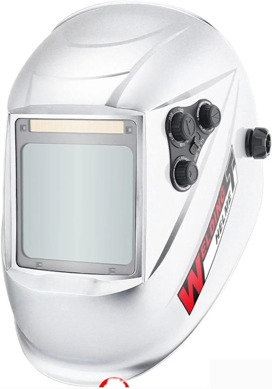 ماسک جوشکاری ARGUESB، ماسک جوشکاری با حسگرهای 100 * 97 میلی‌متری، حالت سنگ‌زنی، ماسک جوشکاری با قابلیت تیره شدن خودکار و انرژی خورشیدی (سفید)
