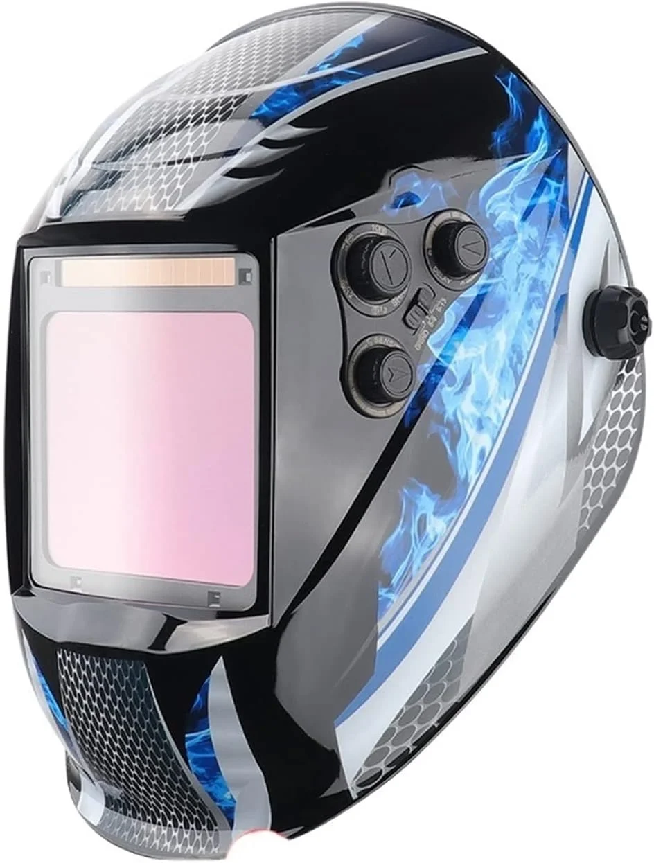 ماسک جوشکاری سیمبای، ماسک جوشکاری با حسگرهای 100 * 97 میلی‌متری، سنگ‌زنی، ماسک جوشکاری با قابلیت تیره شدن خودکار و انرژی خورشیدی (رنگ: Hortel)