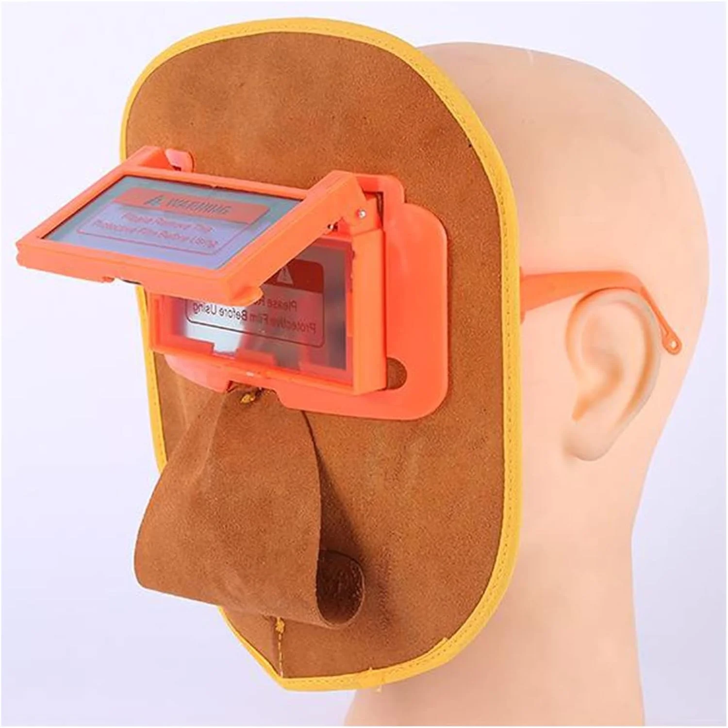 پیشبند چرمی جوشکاری PEHUB به همراه ماسک و کلاه محافظ صورت، چرم زرد، ماسک جوشکاری چرمی، کلاه جوشکاری راحت، عایق حرارتی مقاوم در برابر آتش