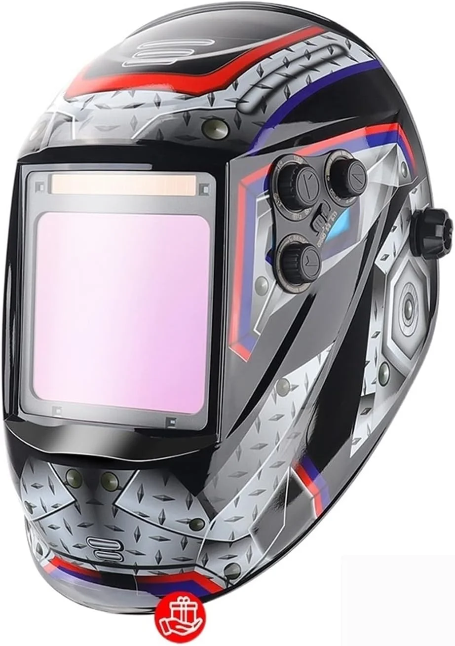 ماسک جوشکاری SIMBAE، ماسک جوشکاری با ابعاد 100 * 97 میلی متر، دارای حسگر، قابلیت سنگ زنی، ماسک جوشکاری با قابلیت تیره شدن خودکار و انرژی خورشیدی (رنگ: خاکستری)