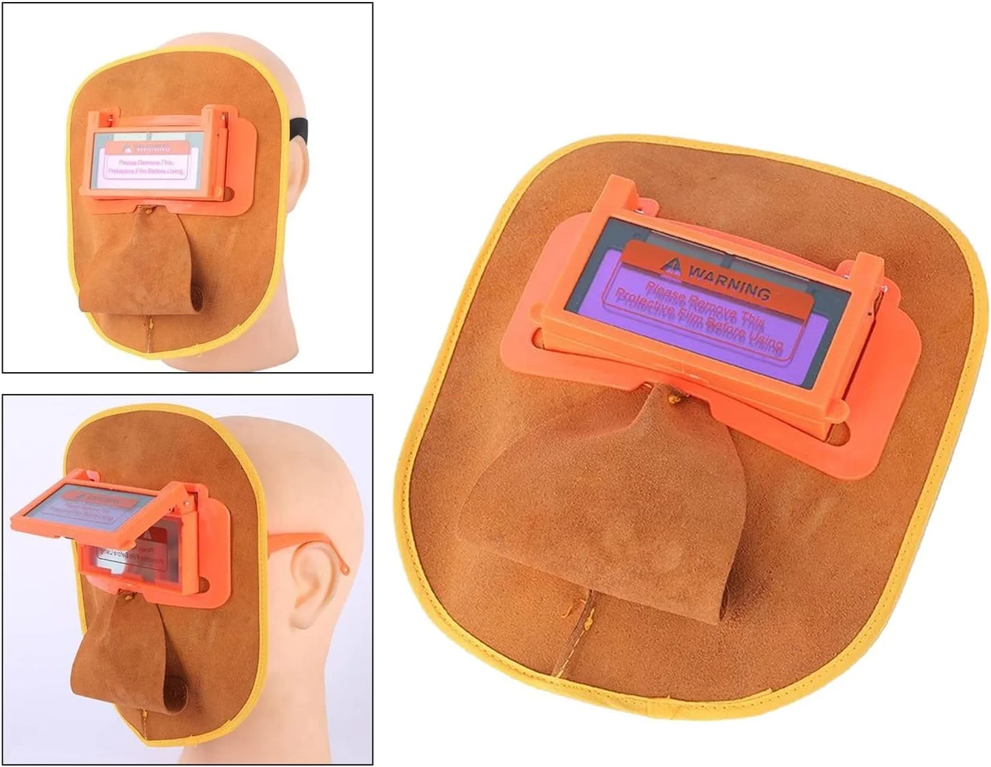 ماسک جوشکاری TISTIK، نقاب محافظ صورت، چرمی، زرد، راحت