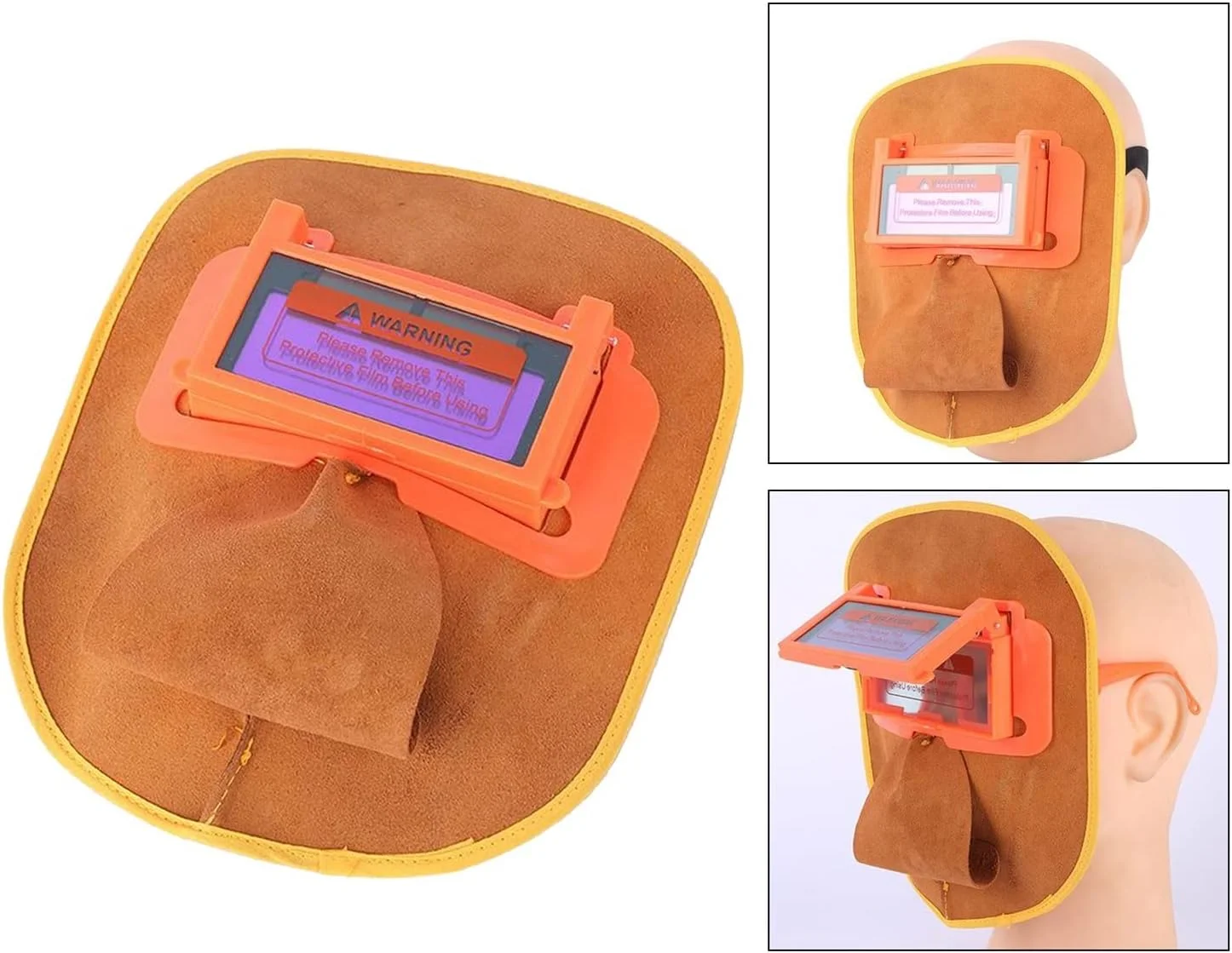 ماسک جوشکاری TISTIK، نقاب محافظ صورت، چرمی، زرد، راحت