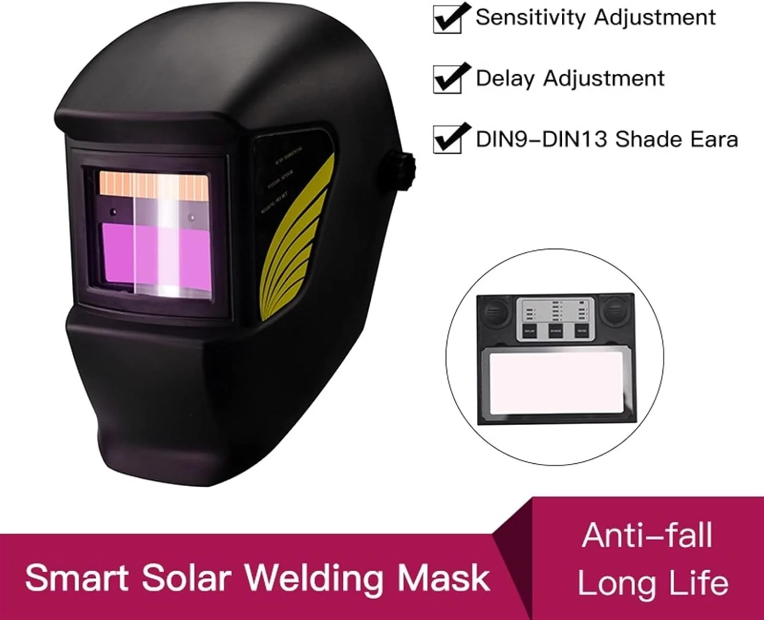 ماسک جوشکاری NNHGBB با باتری خورشیدی LI، ماسک/کلاه ایمنی/کلاه جوشکاری با تیره شدن اتوماتیک برای دستگاه جوشکاری (رنگ: Hortel)