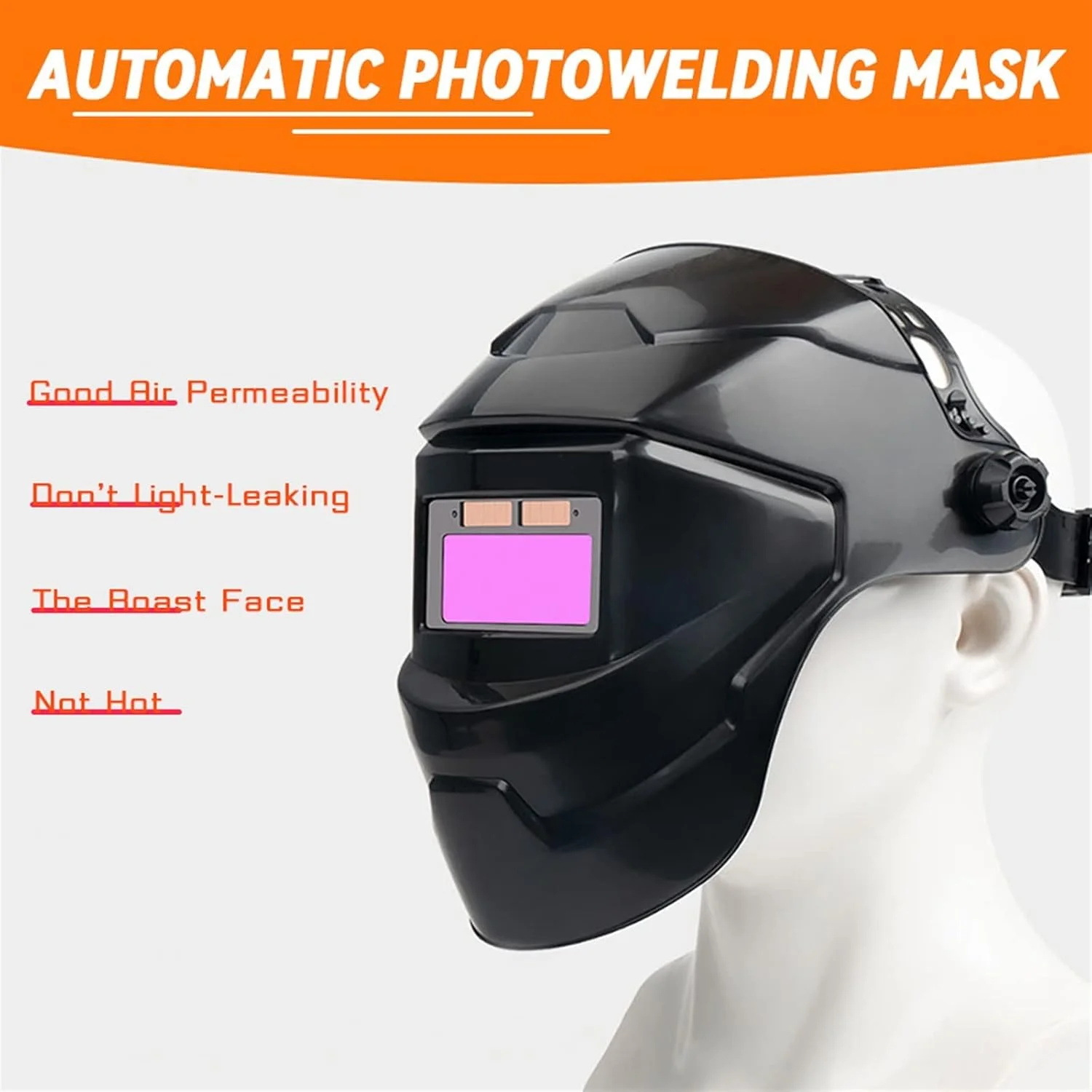 کلاه جوشکاری سیمبائه، ماسک جوشکاری آفتاب‌پرست، دید بزرگ، رنگ واقعی، انرژی خورشیدی، ماسک جوشکاری با قابلیت تیره شدن خودکار برای جوشکاری قوس الکتریکی، سنگ زنی و برش