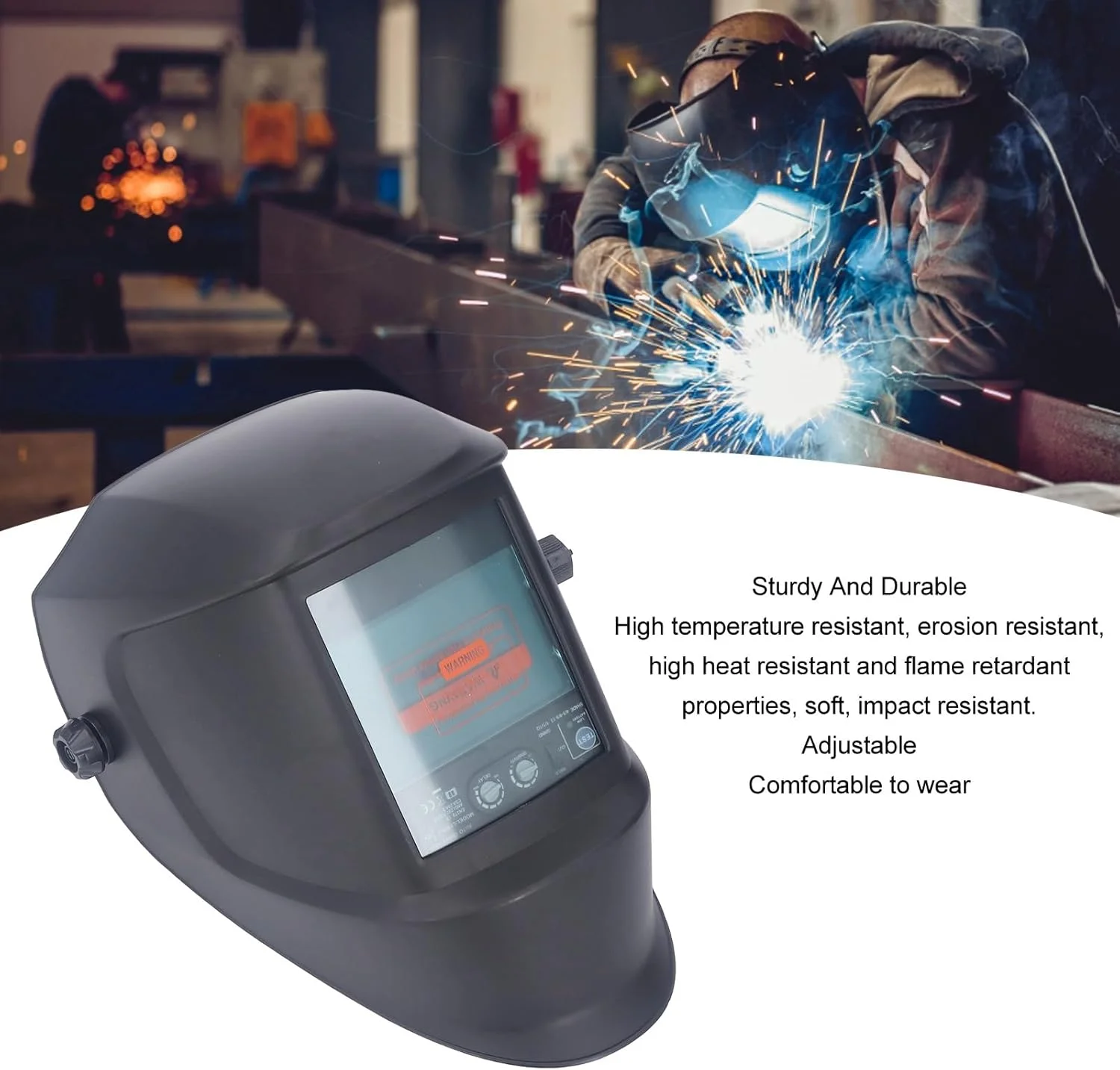 ماسک جوشکاری اتوماتیک تیره شونده Fyearfly، صفحه نمایش بزرگ 100x67 میلی متر، 4 سنسور، ماسک جوشکاری انرژی خورشیدی قابل تنظیم در فضای باز، کلاه جوشکاری