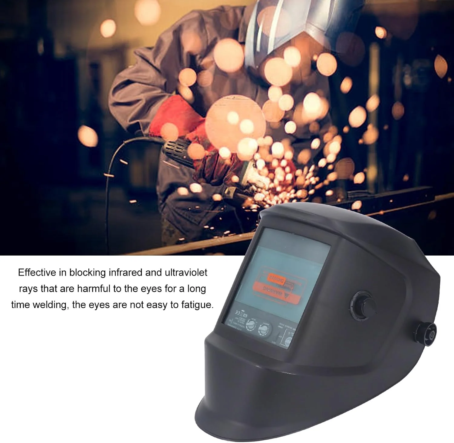 ماسک جوشکاری اتوماتیک تیره شونده Fyearfly، صفحه نمایش بزرگ 100x67 میلی متر، 4 سنسور، ماسک جوشکاری انرژی خورشیدی قابل تنظیم در فضای باز، کلاه جوشکاری