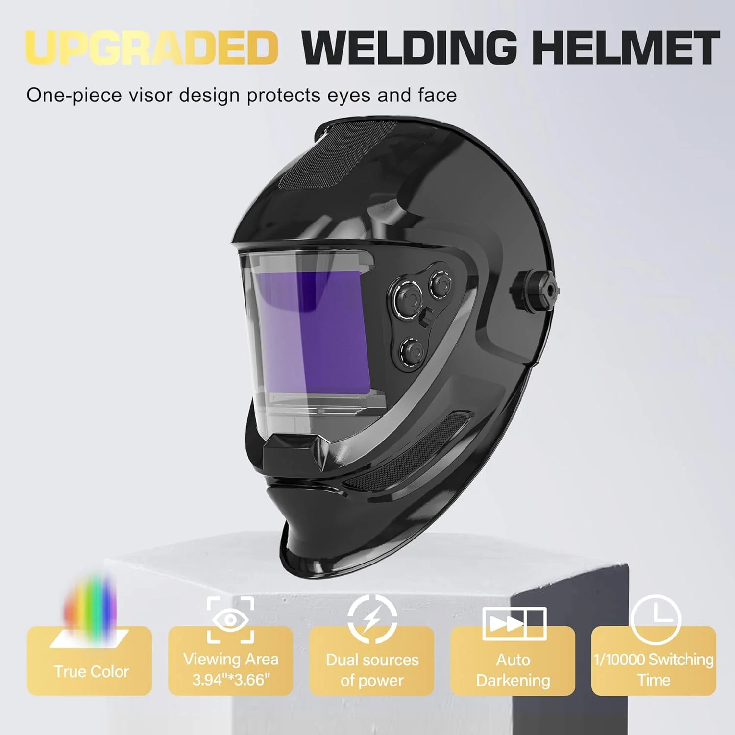 کلاه ایمنی جوشکاری اتوماتیک TECWELD، کلاه جوشکاری با دید بزرگ با 4 سنسور قوس، سایه گسترده 4~5/9-9/13 برای جوشکاری TIG MIG Arc و ماسک جوشکاری سنگ زنی