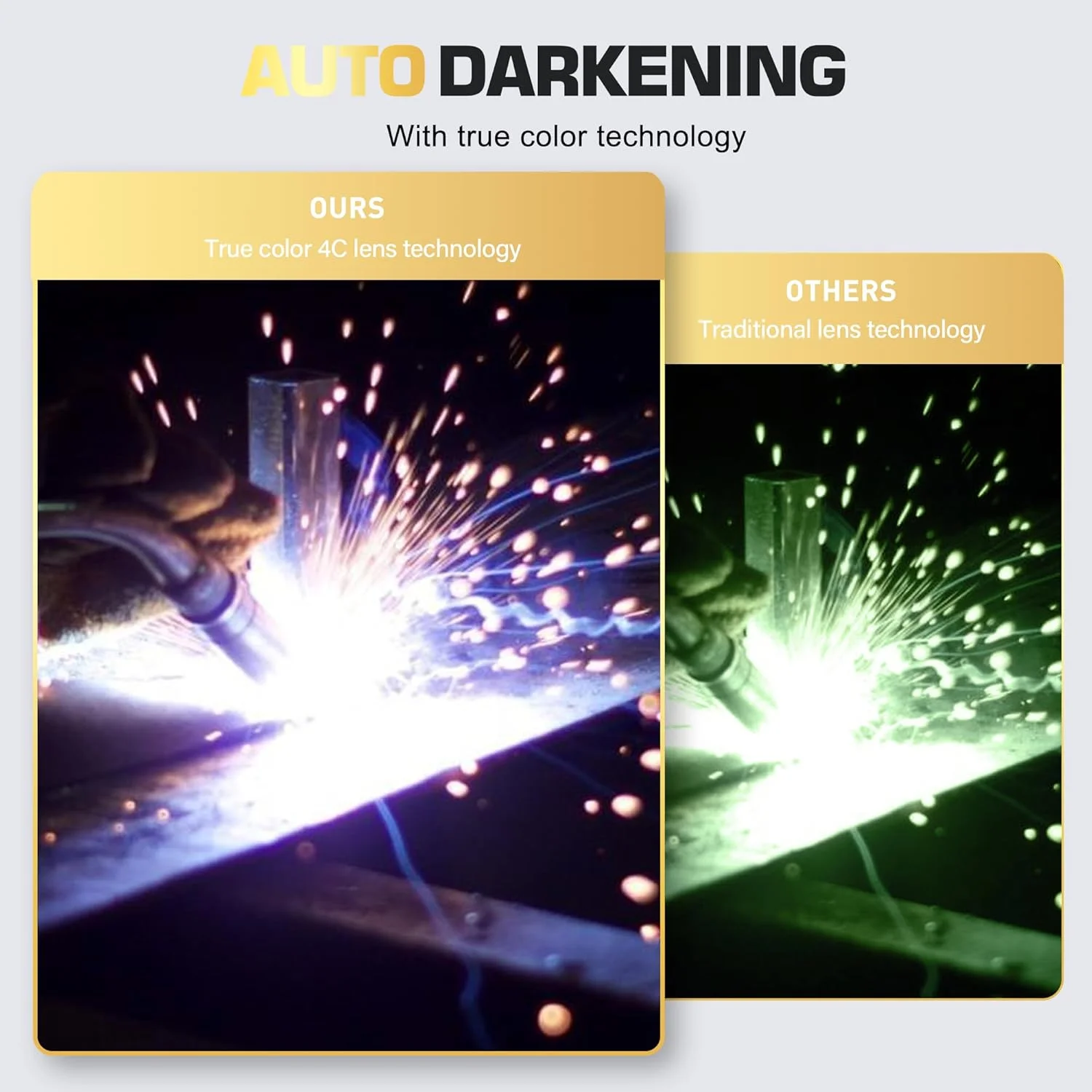 کلاه ایمنی جوشکاری اتوماتیک TECWELD، کلاه جوشکاری با دید بزرگ با 4 سنسور قوس، سایه گسترده 4~5/9-9/13 برای جوشکاری TIG MIG Arc و ماسک جوشکاری سنگ زنی