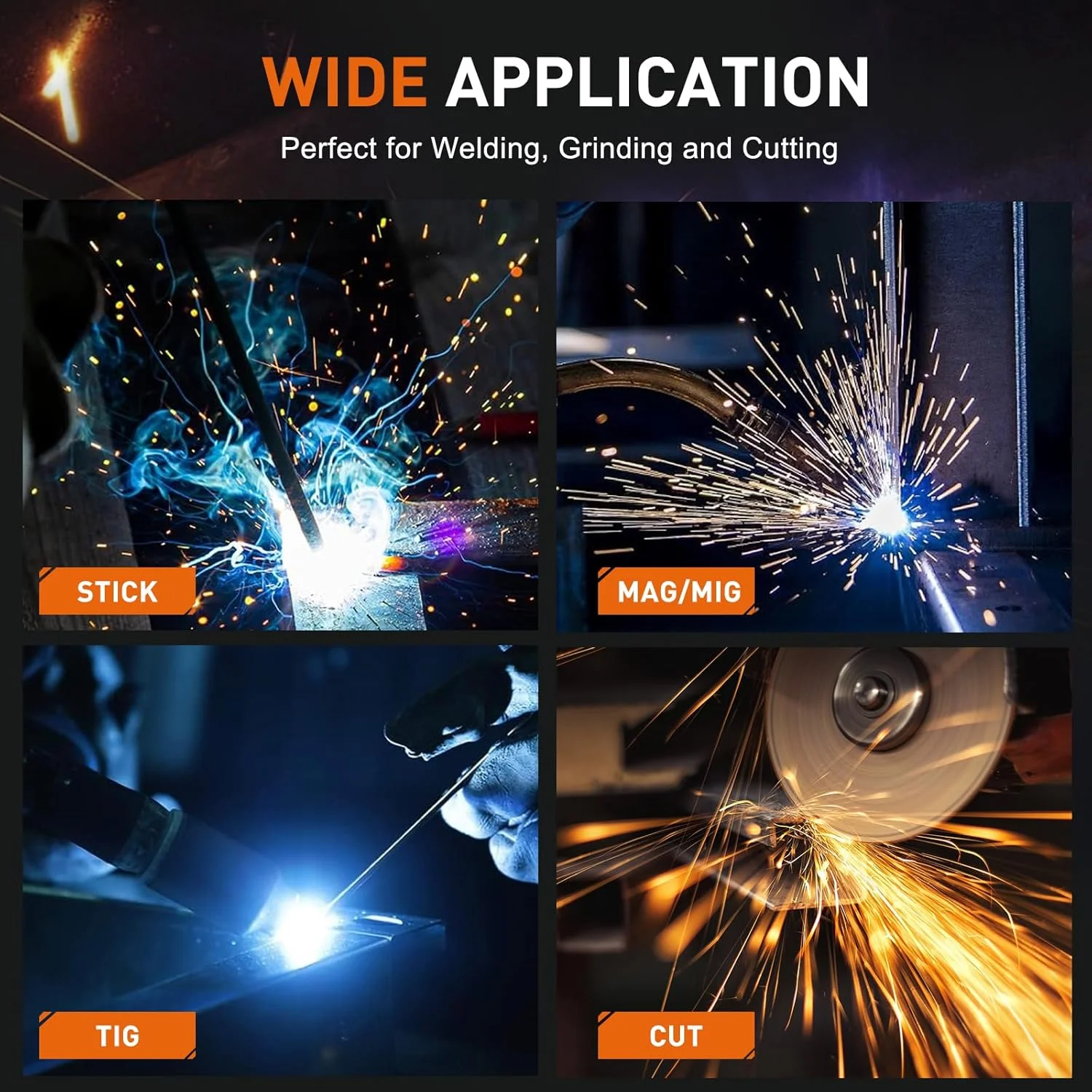 کلاه ایمنی جوشکاری اتوماتیک TECWELD، کلاه جوشکاری با دید بزرگ با 4 سنسور قوس، سایه گسترده 4~5/9-9/13 برای جوشکاری TIG MIG Arc و ماسک جوشکاری سنگ زنی