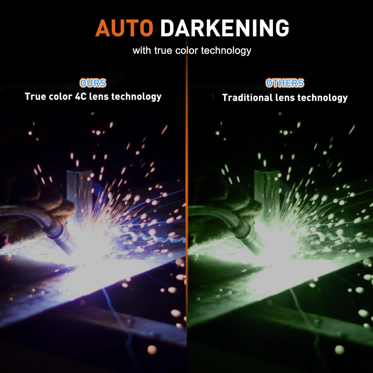 کلاه ایمنی جوشکاری اتوماتیک TECWELD، کلاه جوشکاری با دید بزرگ با 4 سنسور قوس، سایه گسترده 4~5/9-9/13 برای جوشکاری TIG MIG Arc و ماسک جوشکاری سنگ زنی