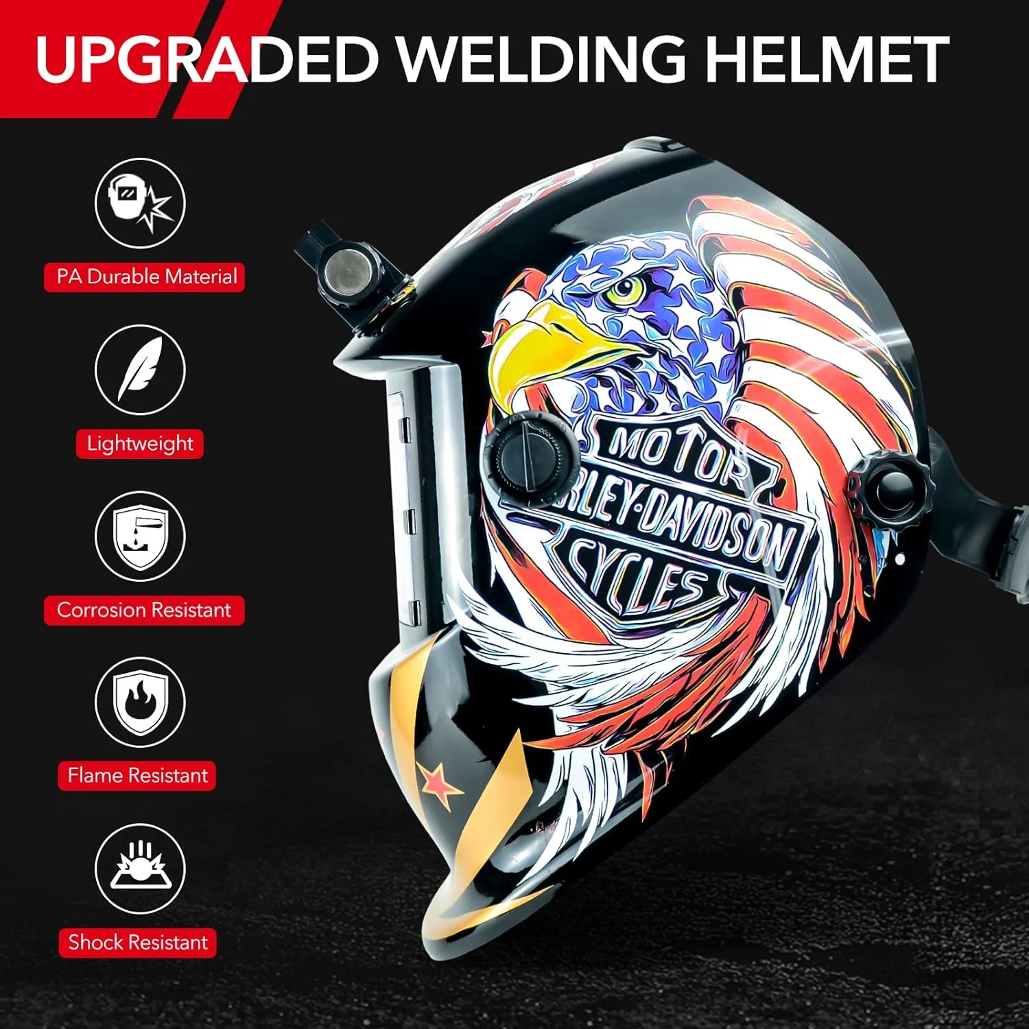 کلاه جوشکاری TRQWH برای مردان، رنگ واقعی، دارای انرژی خورشیدی، تیره شونده خودکار، دارای چراغ، 2 سنسور قوس، محدوده سایه گسترده 4/9-13، ماسک جوشکاری