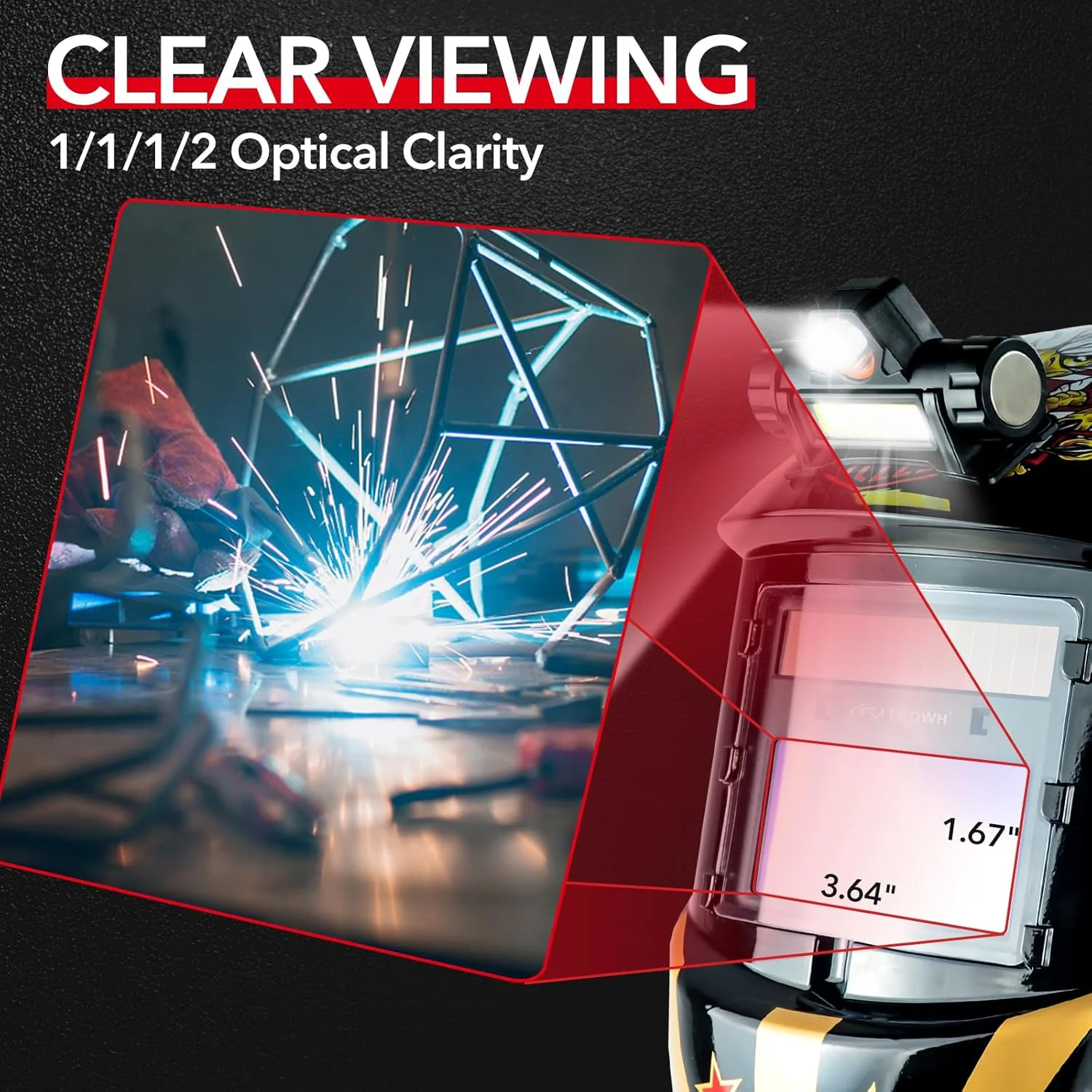 کلاه جوشکاری TRQWH برای مردان، رنگ واقعی، دارای انرژی خورشیدی، تیره شونده خودکار، دارای چراغ، 2 سنسور قوس، محدوده سایه گسترده 4/9-13، ماسک جوشکاری