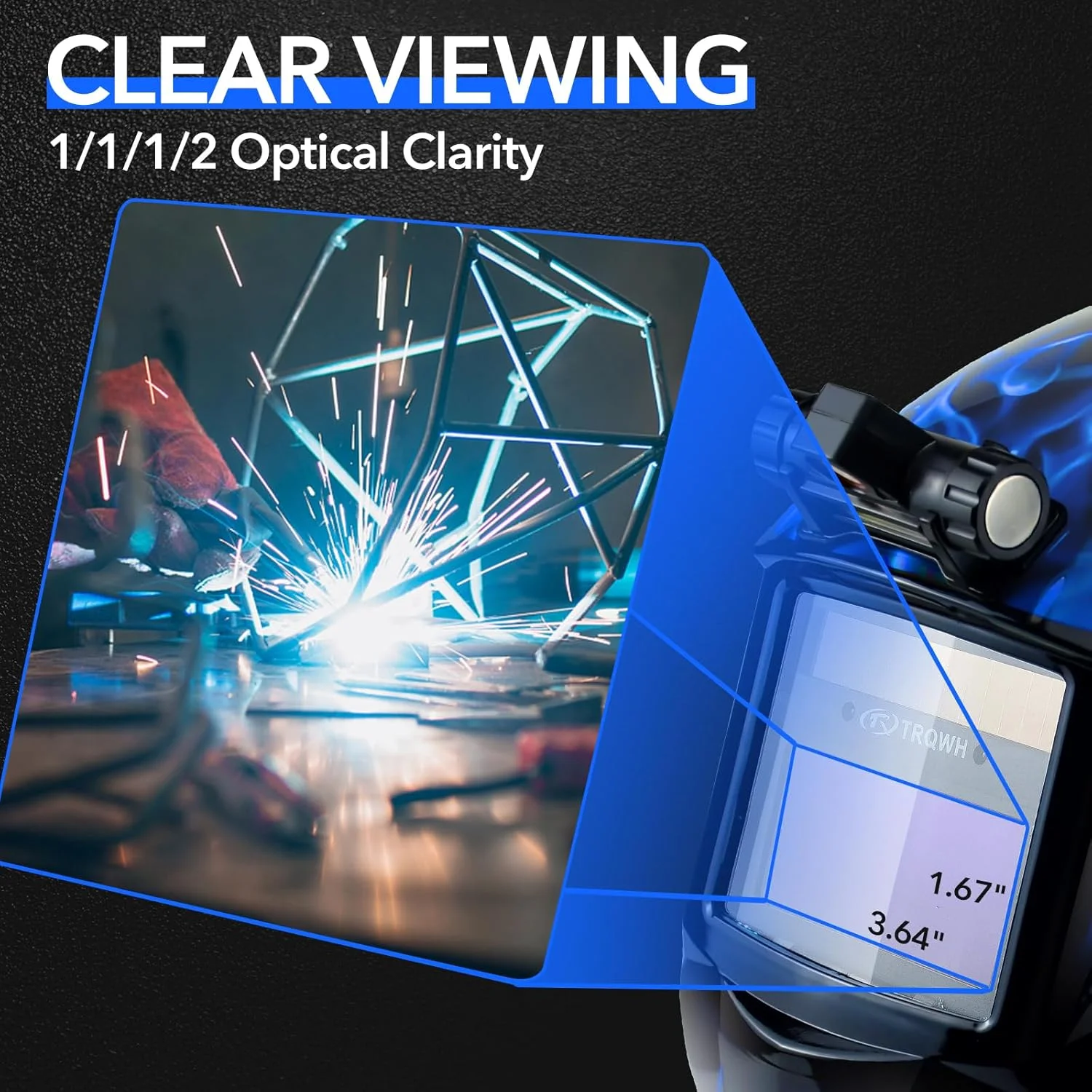 TRQWH Welding Hood Auto Darkening Welding Helmet with Light True Color 1/1/1/2 Top Optical Clarity Wide Shade 9-13 Welding Mask with Grinding Weld Helmet (KTS-JD15)