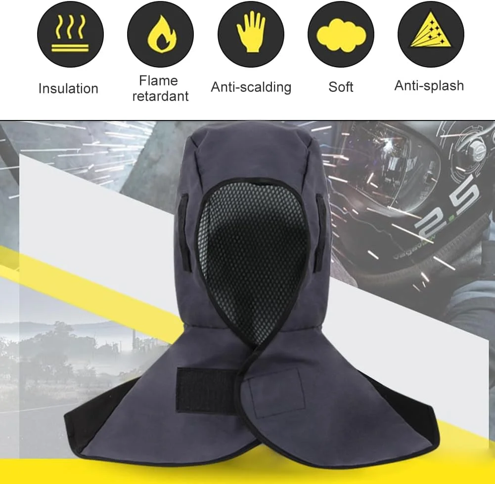 Welding Hood,Welding Mask,Welding Cap,Welding Cap with Drape,Heat Resistant Welding Balaclava,Welding Cap,Kopfschutz,Schwarz Schweißerkappe, Schweißerkopfhaube