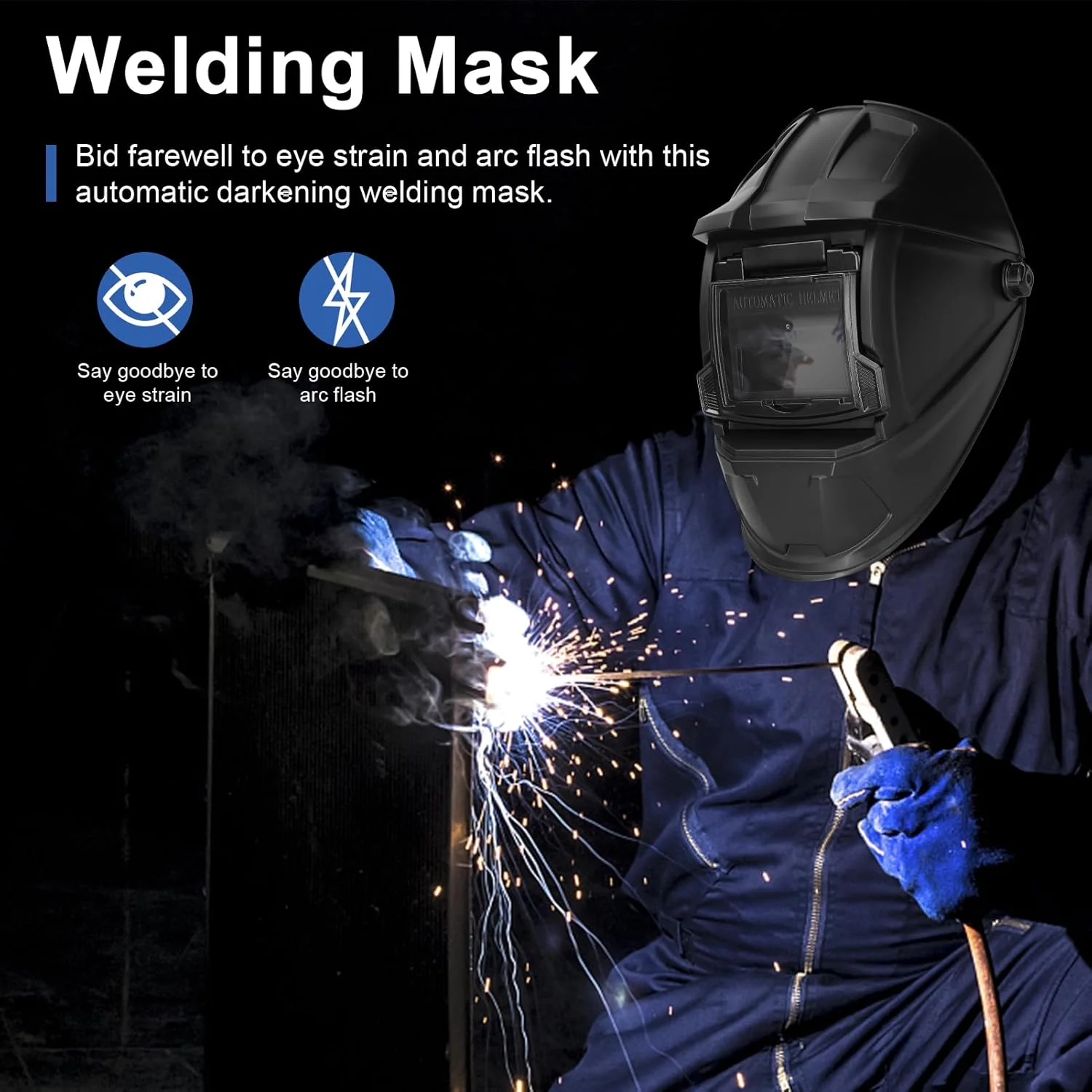 OUNA Arc Welding Mask, Automatic Dimming Welding Mask HeadMounted Welding Helmets Welding Argon Arc Welding Mask Protective Welding Mask