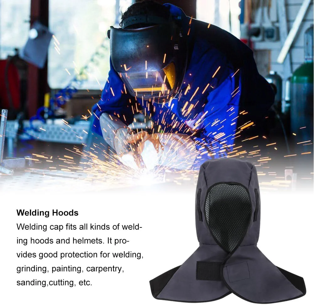 Welding Hood,Welding Mask,Welding Cap,Welding Cap with Drape,Heat Resistant Welding Balaclava,Welding Cap,Kopfschutz,Schwarz Schweißerkappe, Schweißerkopfhaube