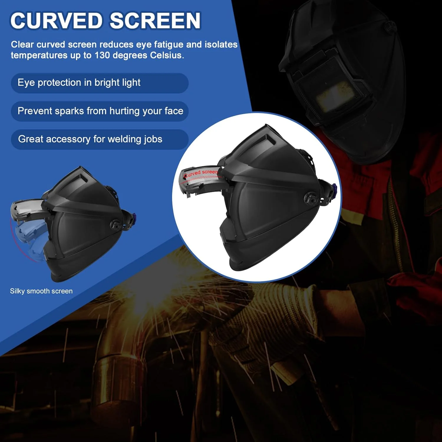 OUNA Arc Welding Mask, Automatic Dimming Welding Mask HeadMounted Welding Helmets Welding Argon Arc Welding Mask Protective Welding Mask