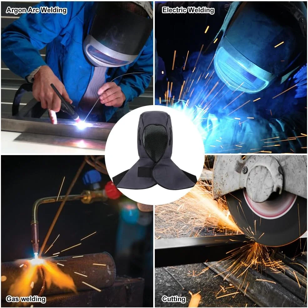 Welding Hood,Welding Mask,Welding Cap,Welding Cap with Drape,Heat Resistant Welding Balaclava,Welding Cap,Kopfschutz,Schwarz Schweißerkappe, Schweißerkopfhaube