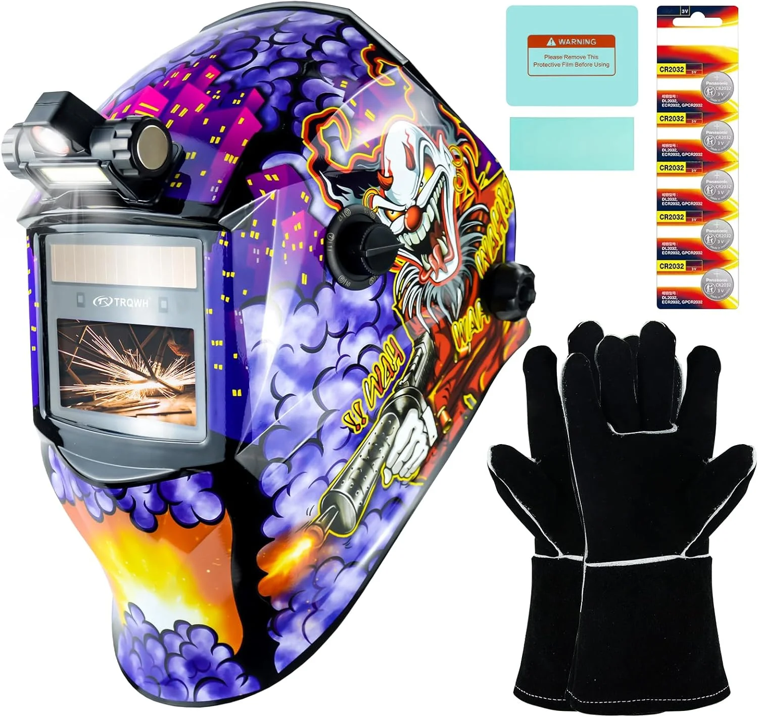 کلاه جوشکاری TRQWH با قابلیت تیره شوندگی خودکار، رنگ واقعی نور، وضوح اپتیکی عالی 1/1/1/2، سایه گسترده 9-13، ماسک جوشکاری با کلاه جوشکاری سنگ زنی (KTS-JD17)