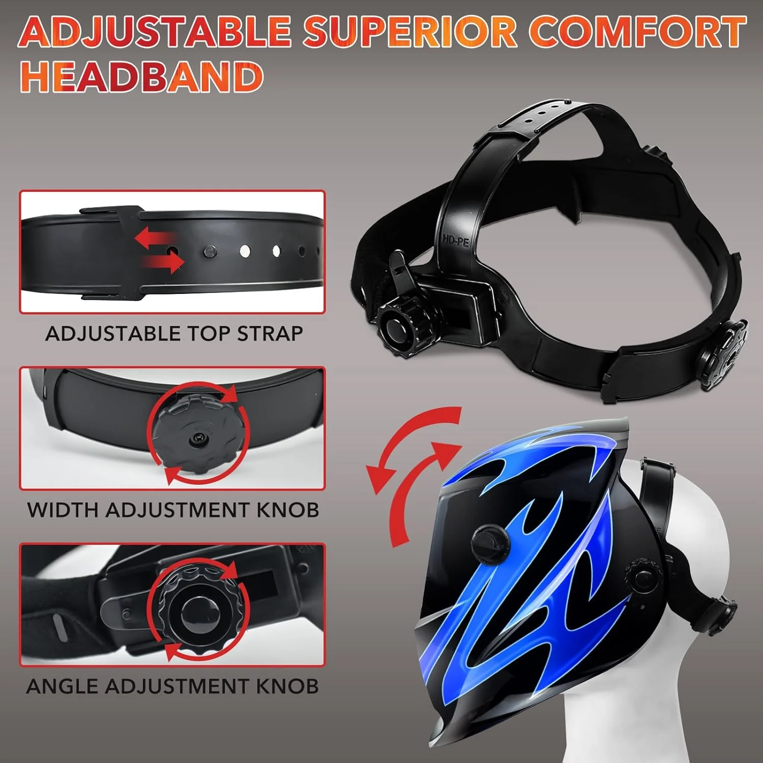 JustHot Welding Helmet Auto Darkening True Color Welding Hood Solar Battery Powered Welding Mask 1/1/1/2 Optical Clarity 9-13 Adjustable Shade Range 2 Arc Sensor with Grinding