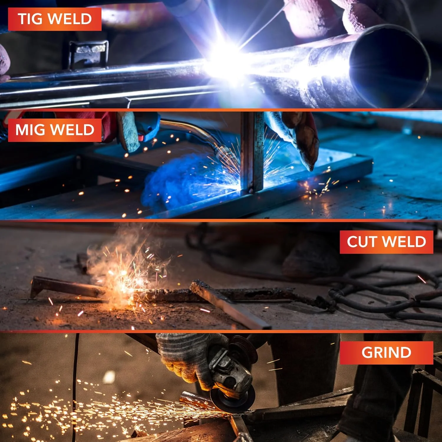 JustHot Welding Helmet Auto Darkening True Color Welding Hood Solar Battery Powered Welding Mask 1/1/1/2 Optical Clarity 9-13 Adjustable Shade Range 2 Arc Sensor with Grinding