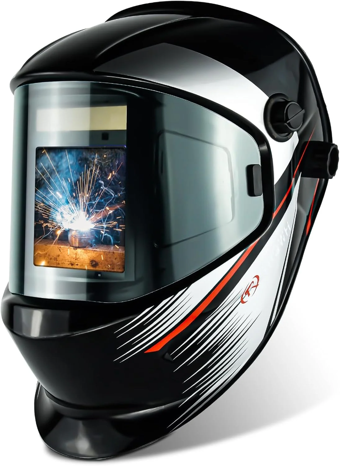 کلاه جوشکاری TRQWH با قابلیت تیره شوندگی خودکار، دید وسیع، رنگ واقعی، انرژی خورشیدی، دارای 4 سنسور قوس، محدوده سایه قابل تنظیم 4~5-8/9-13 به همراه قابلیت سنگ زنی (TA-KY650A-BL)