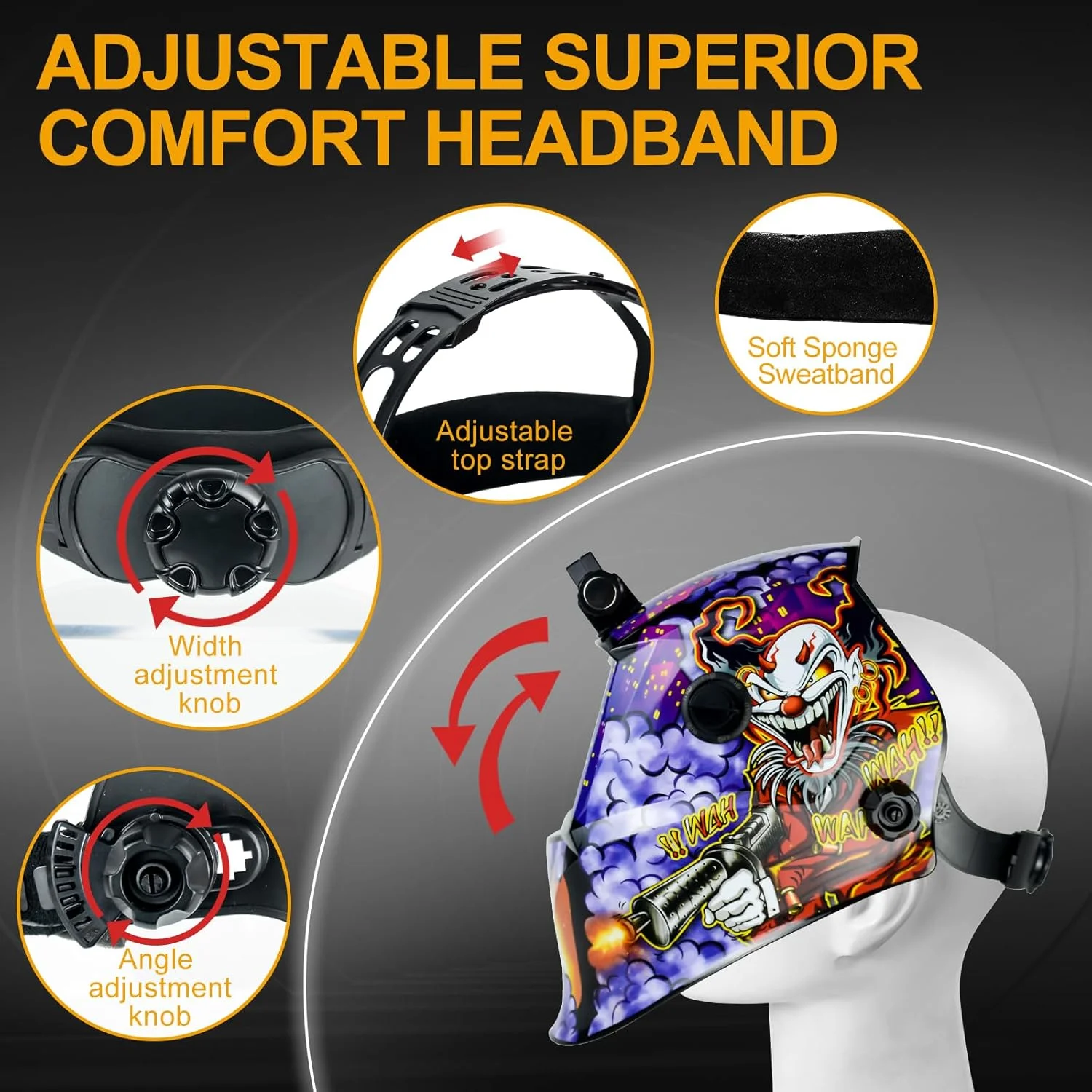 کلاه جوشکاری TRQWH با قابلیت تیره شوندگی خودکار، رنگ واقعی نور، وضوح اپتیکی عالی 1/1/1/2، سایه گسترده 9-13، ماسک جوشکاری با کلاه جوشکاری سنگ زنی (KTS-JD17)