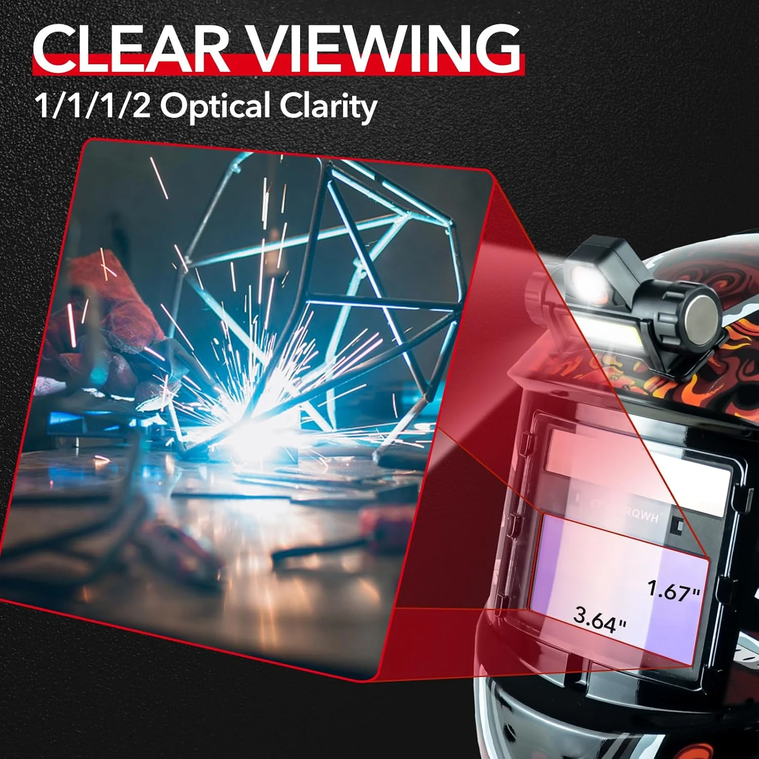 کلاه جوشکاری اتوماتیک TRQWH با محدوده سایه روشن گسترده 4/9-13، ماسک جوشکاری رنگ واقعی با انرژی خورشیدی برای جوشکاری تیگ، میگ، قوس و سنگ زنی