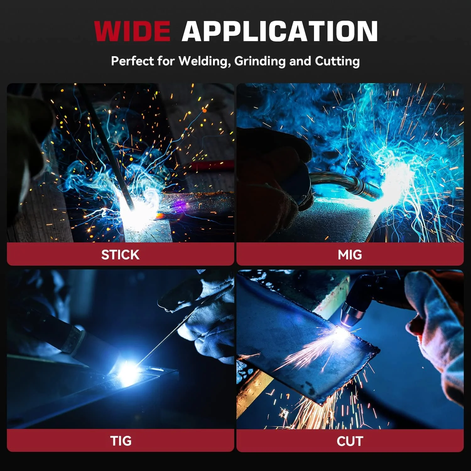 کلاه جوشکاری ARCCAPTAIN با صفحه نمایش بزرگ 3.94"X3.66"، رنگ واقعی، تیره شونده خودکار، انرژی خورشیدی، 4 سنسور قوس، طیف گسترده سایه 4-5/5-9/9-13 برای ماسک جوشکاری ARC TIG MIG (طرح گرگ)