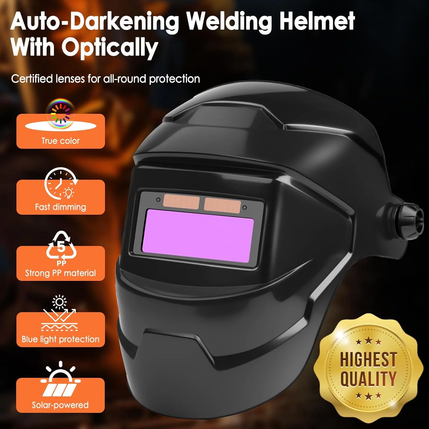DEECOZY Large Viewing Screen Welding Mask, True Color Solar Automatic Dimming Color Changing Head-Mounted Welding Mask for Grinding Welder